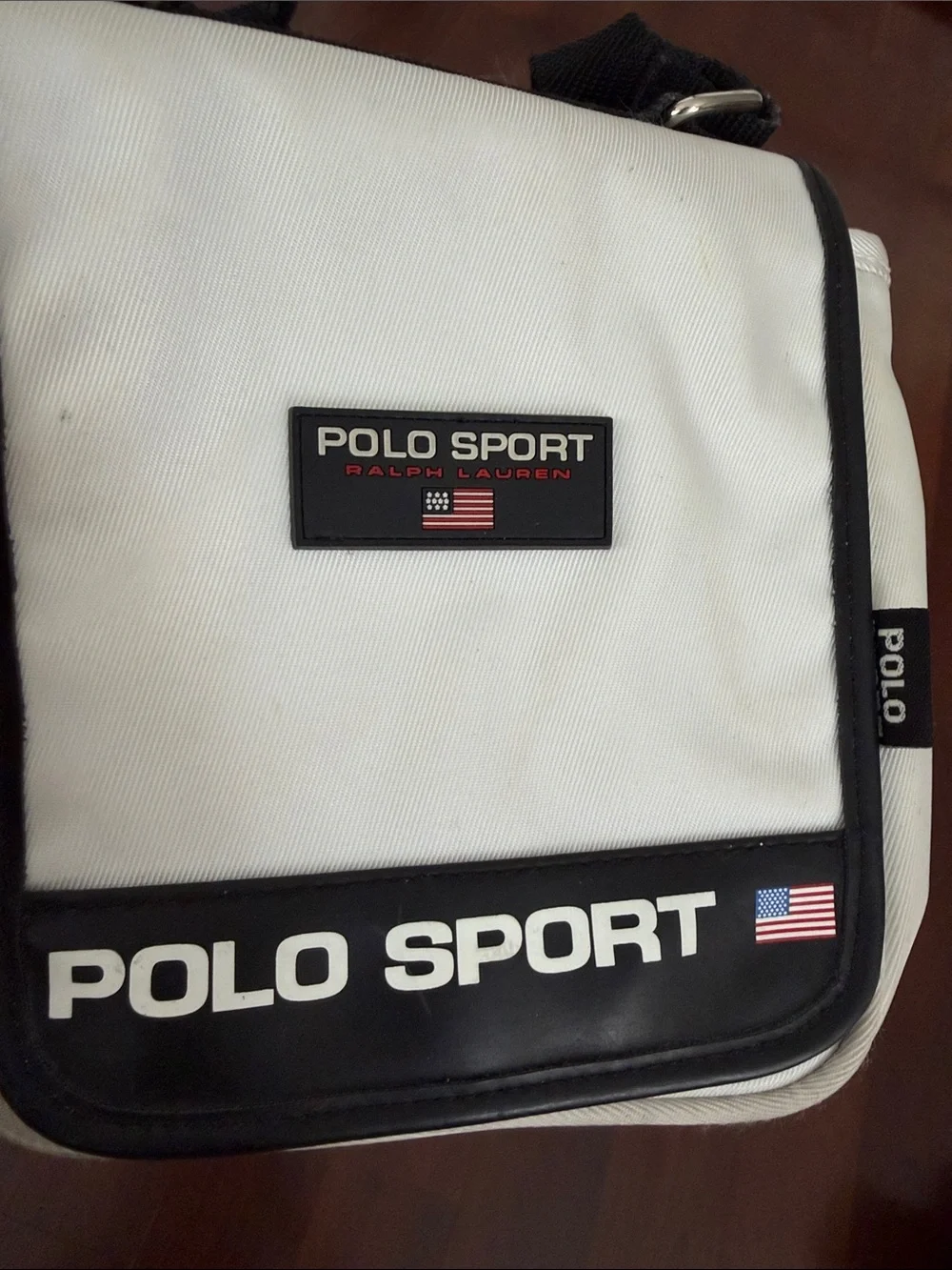 Vintage 90’s Polo by Ralph Lauren White and Black Polo Sport Crossbody Bag